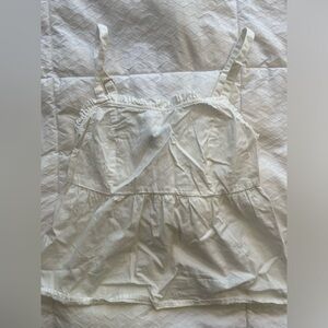 Brandy Melville John Galt Linen White Ruffle Tank Top